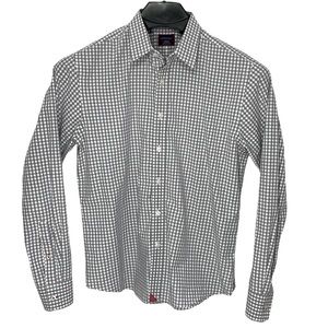 UNTUCKit men’s Medium Grey & White gingham 100% cotton‎ button up shirt.